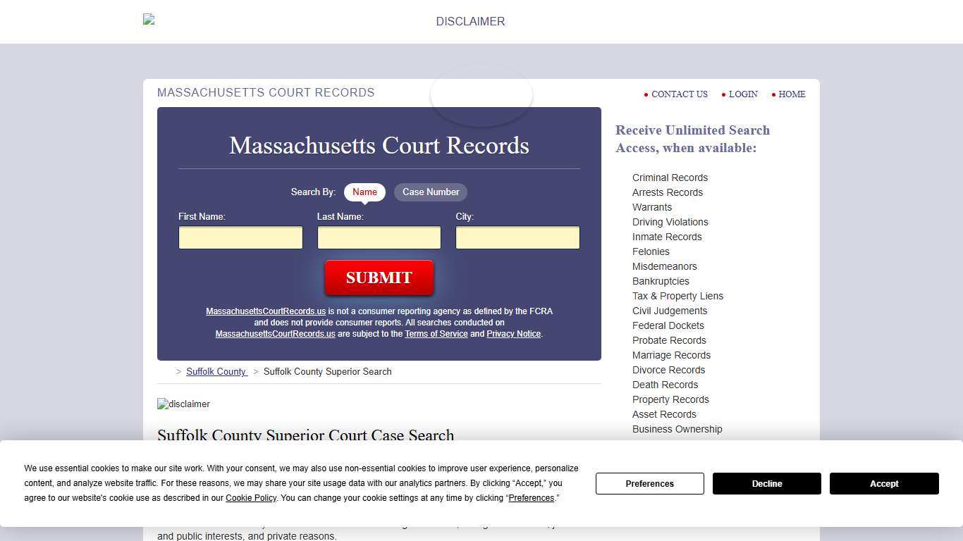 Suffolk County Superior Court Records | MassachusettsCourtRecords.us