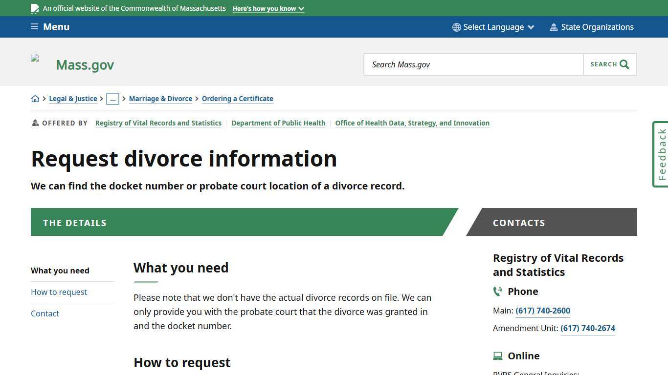 Request divorce information | Mass.gov